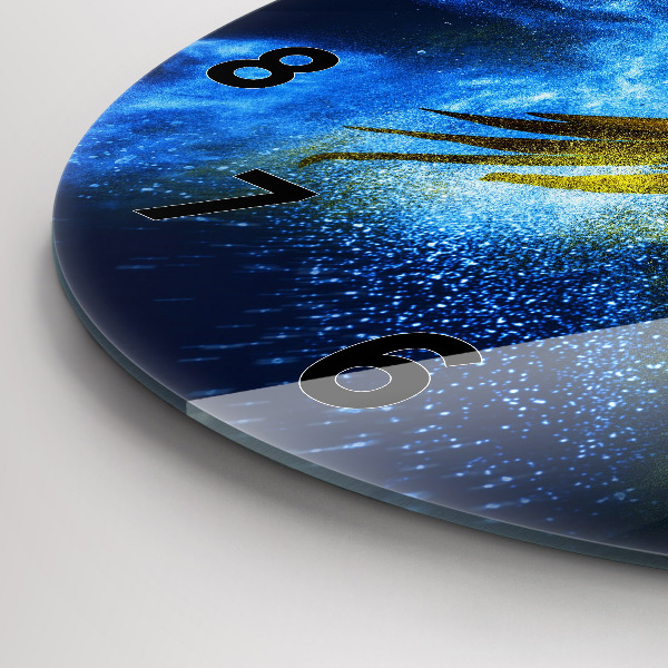 Round glass wall clock Colorful parrot