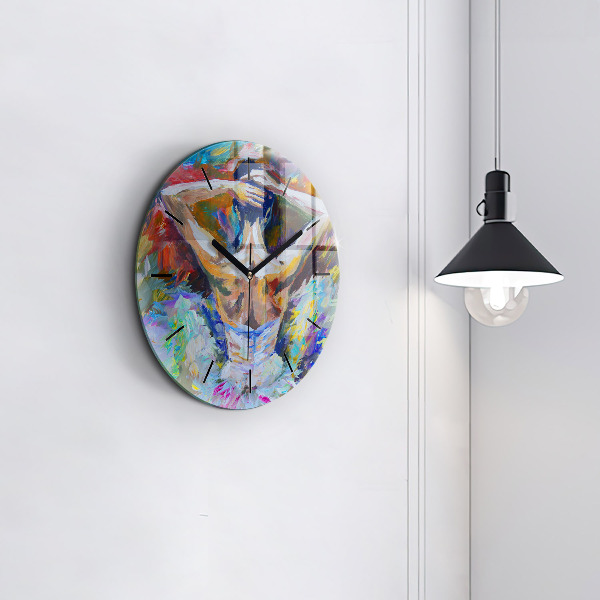 Round glass wall clock Painted Ballerina