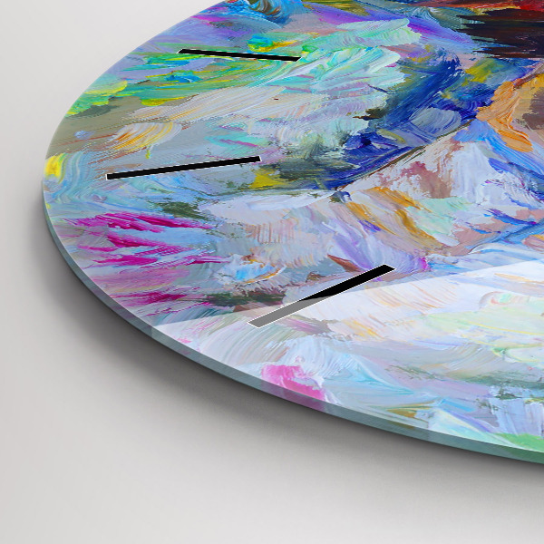 Round glass wall clock Painted Ballerina