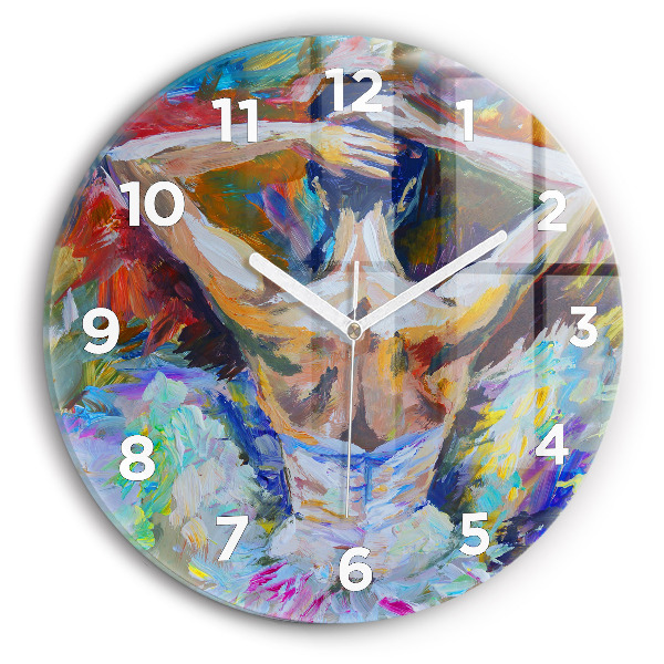 Round glass wall clock Painted Ballerina