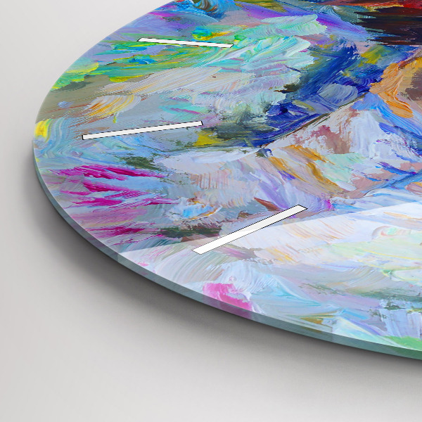 Round glass wall clock Painted Ballerina