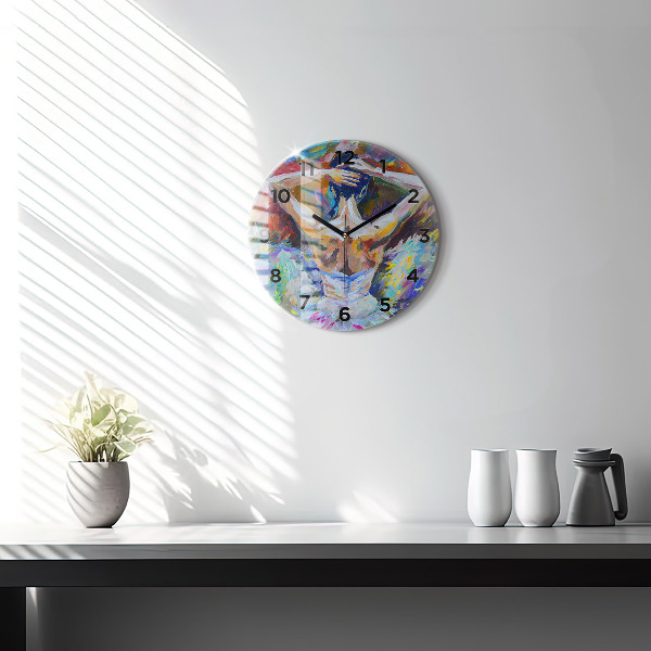 Round glass wall clock Painted Ballerina
