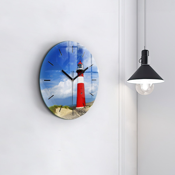 Round glass wall clock Lighthouse