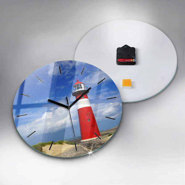 Round glass wall clock Lighthouse