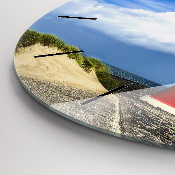 Round glass wall clock Lighthouse