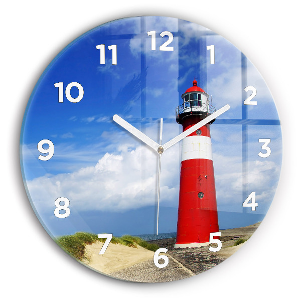 Round glass wall clock Lighthouse