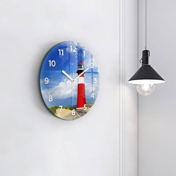 Round glass wall clock Lighthouse