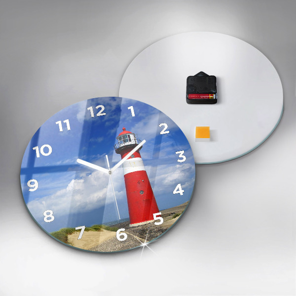 Round glass wall clock Lighthouse