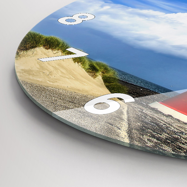 Round glass wall clock Lighthouse
