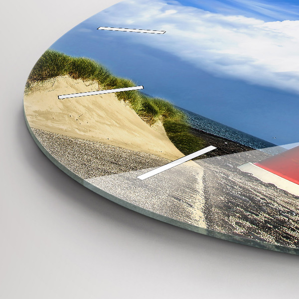 Round glass wall clock Lighthouse