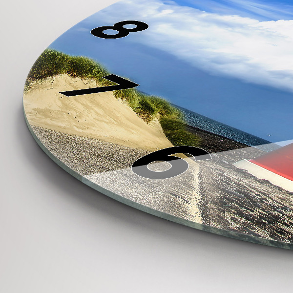 Round glass wall clock Lighthouse
