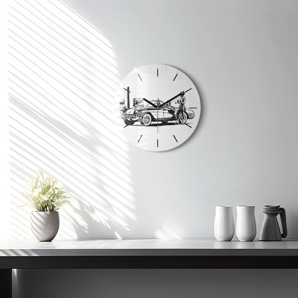 Round glass wall clock Retro Illustration