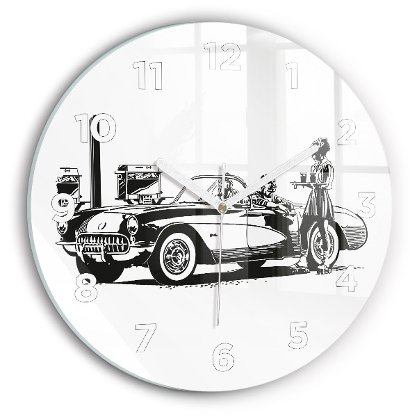 Round glass wall clock Retro Illustration