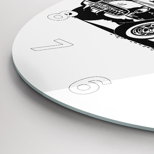 Round glass wall clock Retro Illustration