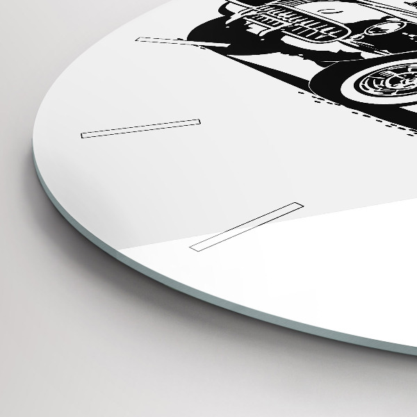 Round glass wall clock Retro Illustration