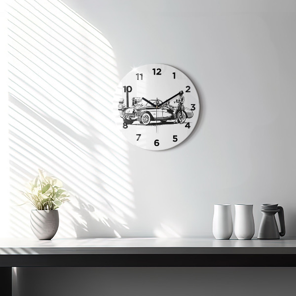 Round glass wall clock Retro Illustration