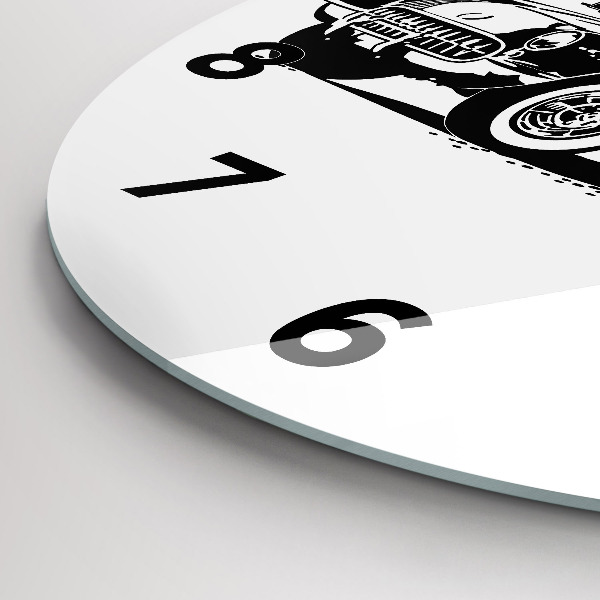 Round glass wall clock Retro Illustration