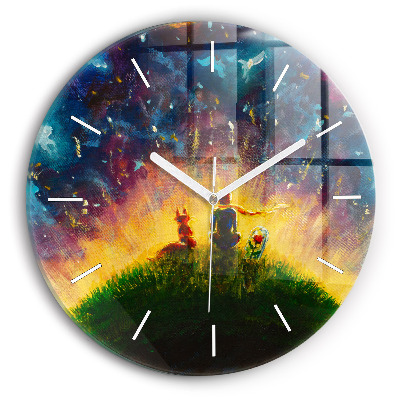 Round glass wall clock Abstraction The Little Prince