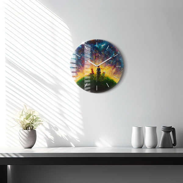 Round glass wall clock Abstraction The Little Prince