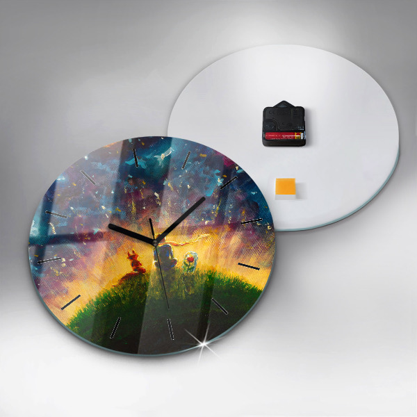 Round glass wall clock Abstraction The Little Prince