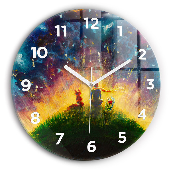 Round glass wall clock Abstraction The Little Prince