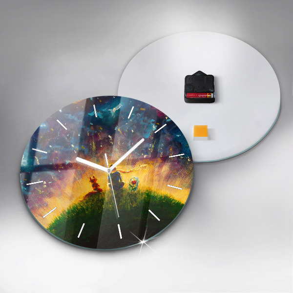 Round glass wall clock Abstraction The Little Prince