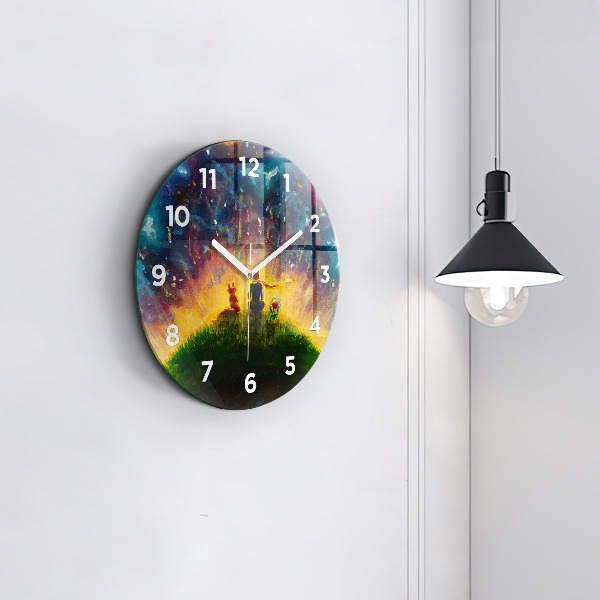 Round glass wall clock Abstraction The Little Prince