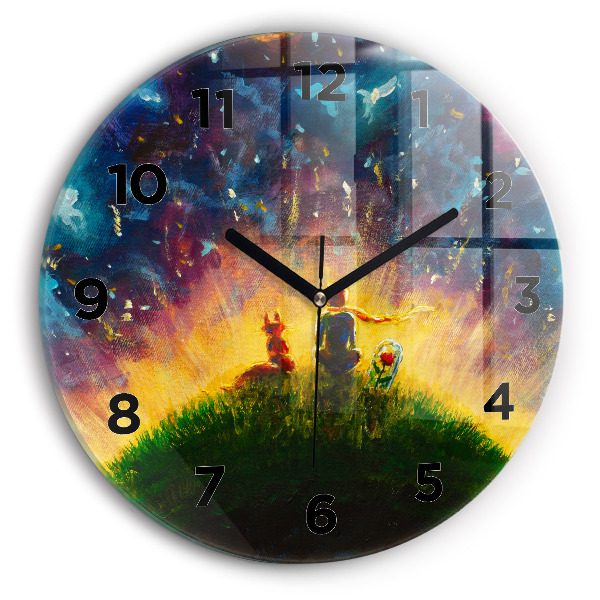 Round glass wall clock Abstraction The Little Prince