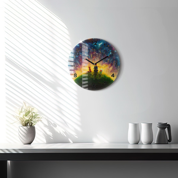 Round glass wall clock Abstraction The Little Prince