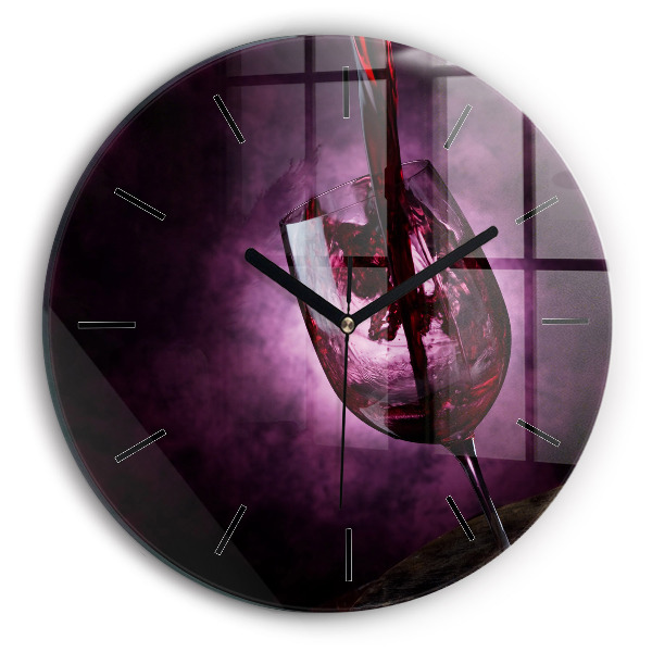 Round glass wall clock Wine glass