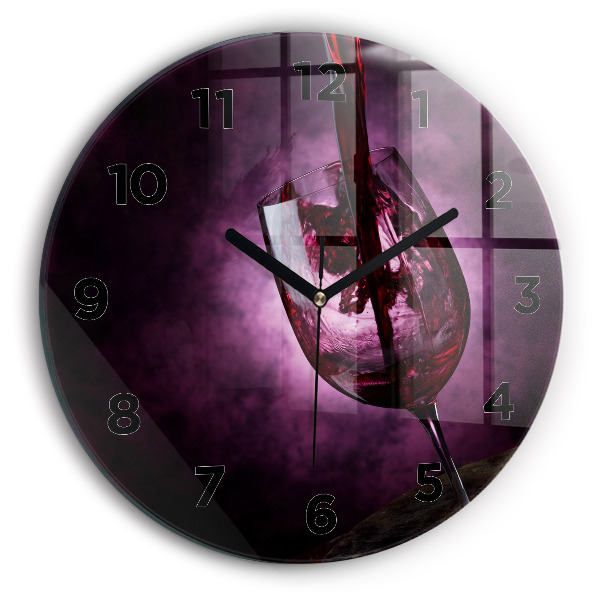 Round glass wall clock Wine glass
