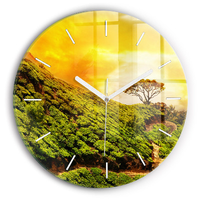 Round glass wall clock Tea Hill