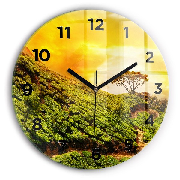 Round glass wall clock Tea Hill