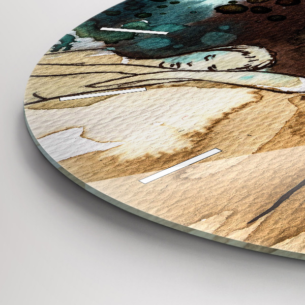 Round glass wall clock Abstraction Woman