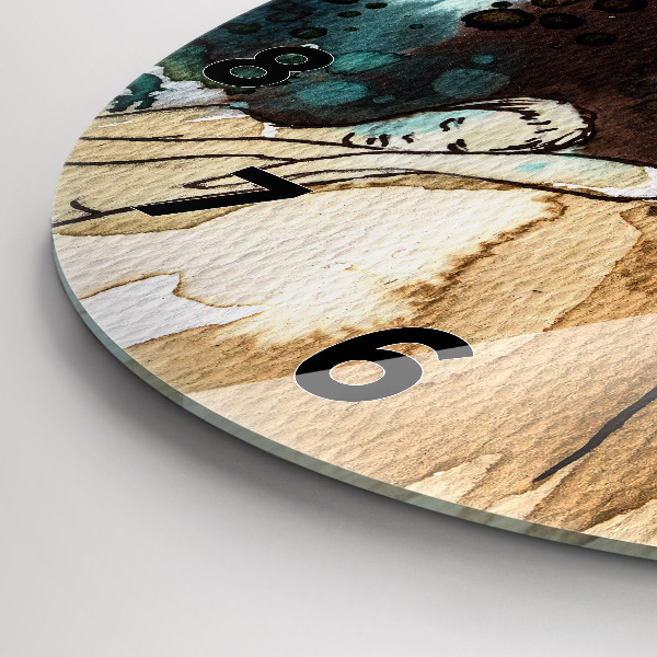 Round glass wall clock Abstraction Woman