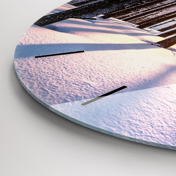 Round glass wall clock Sunset Forest