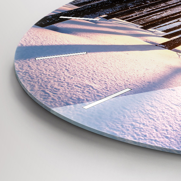 Round glass wall clock Sunset Forest