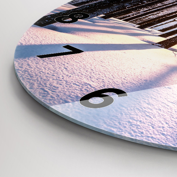 Round glass wall clock Sunset Forest