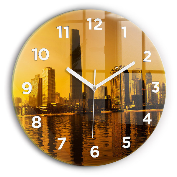 Round glass wall clock Zhujiang River