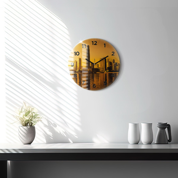 Round glass wall clock Zhujiang River