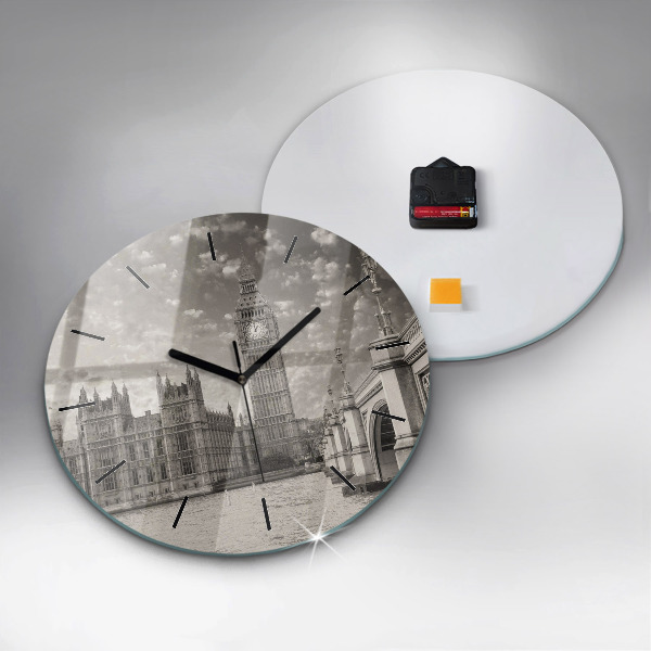 Round glass wall clock London Big Ben