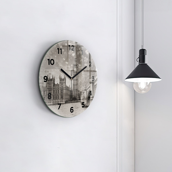 Round glass wall clock London Big Ben