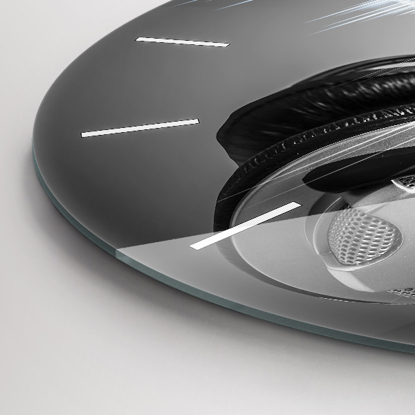Round glass wall clock Microphone and Headphones