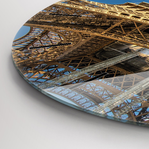 Round glass wall clock France Eiffel Tower