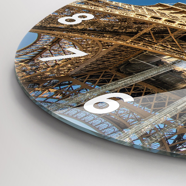 Round glass wall clock France Eiffel Tower