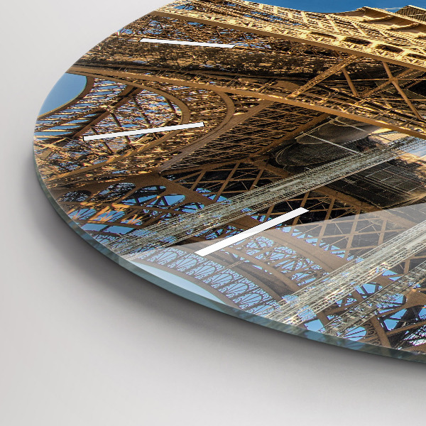 Round glass wall clock France Eiffel Tower