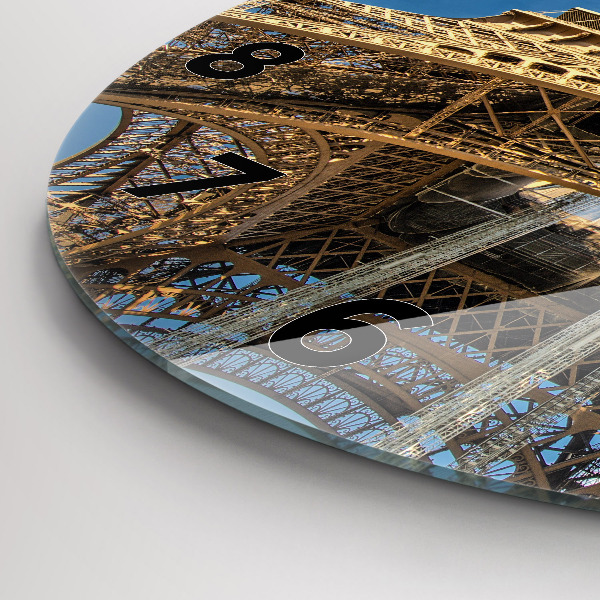 Round glass wall clock France Eiffel Tower