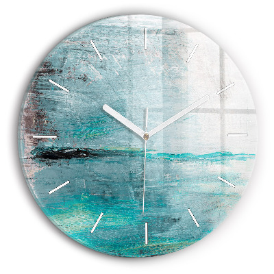 Round glass wall clock Oil texture abstract