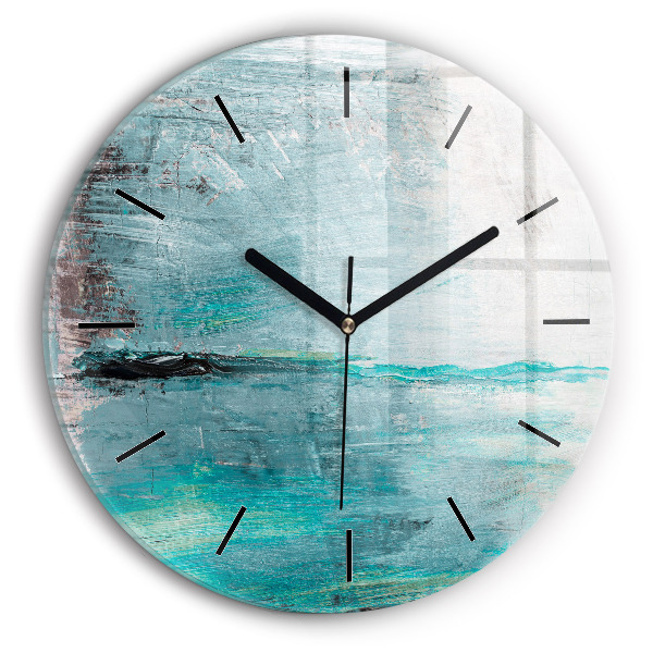 Round glass wall clock Oil texture abstract