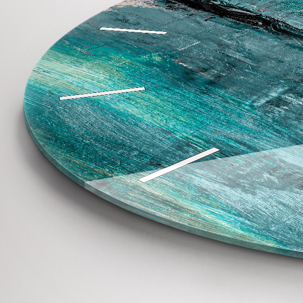 Round glass wall clock Oil texture abstract